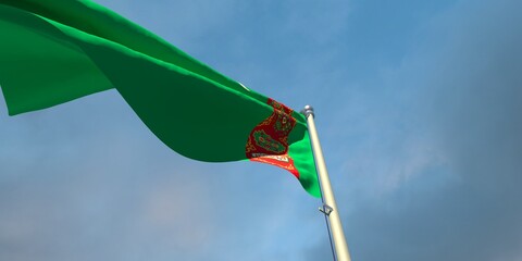 3d rendering of the national flag of the Turkmenistan