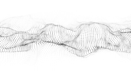 digital dynamic wave of particles. vector abstract white futuristic background. big data visualizati