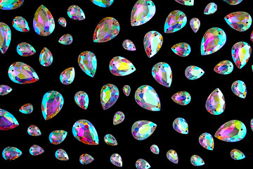 Multi-colored glass crystals. Background of precious rhinestones.