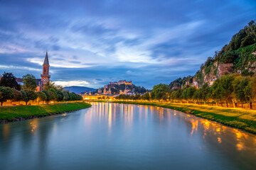 Sticker - Sunrise view of Fortress Hohensalzburg in Salzburg. Austria