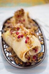 Wall Mural - Halibut fish roulades with pomegranate and wallnuts