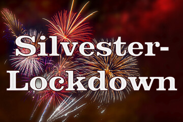 Wall Mural - firework background with text: silvester lockdown
