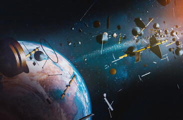 aerial view of space junk