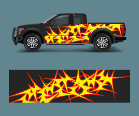 Wall Mural - Racing graphic background vector for Truck, Pickup and vehicle branding. vinyl and wrap design vector