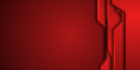 Abstract black metallic overlap red light hexagon mesh design modern luxury futuristic technology background vector illustration.
