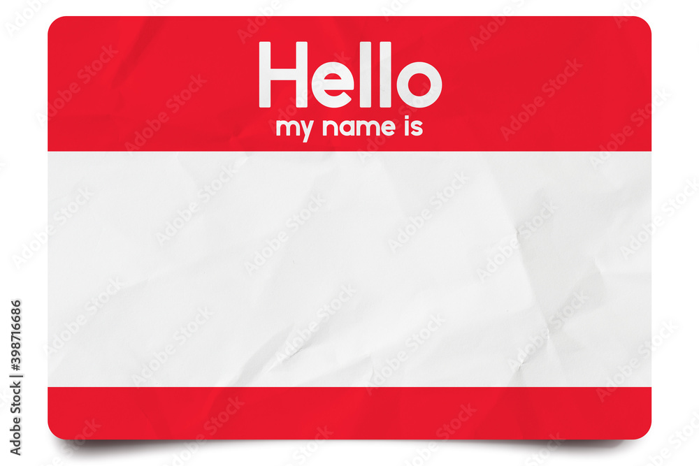 Red hello my name is name tag blank template - obrazy, fototapety, plakaty 