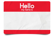 Red Hello My Name Is Name Tag Blank Template