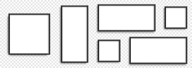 Wall Mural - photo frames. collection photo frames, isolated. template mockup photo frame different shapes. trans