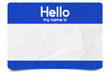 Blue hello my name is name tag blank template