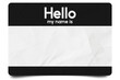 Black hello my name is name tag blank template