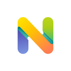 Poster - Colorful gradient N letter initial logo.