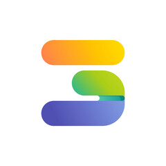 Sticker - Colorful gradient number three logo.