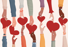 Concept Of Charity Donation And Help Or Social Assistance.Voluntary Hands That Donate A Heart To Other Hands As A Metaphor For Charity And Contribution.Social Work And Voluntary Work. Ngo