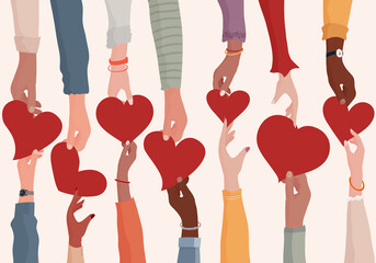 Wall Mural - Concept of charity donation and help or social assistance.Voluntary hands that donate a heart to other hands as a metaphor for charity and contribution.Social work and voluntary work. Ngo