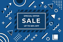 Geometric Blue Sale Banner Promotion Template For Social Media And Web