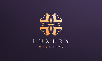 Clover leaf logo concept with abstract and luxury style