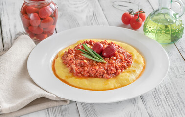 Canvas Print - Italian polenta bolognese