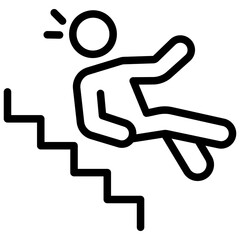 Sticker - Line design of falling down stairs pictograph.