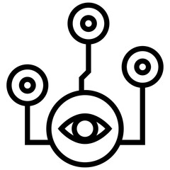 Poster - Icon of cyber eye in line design.