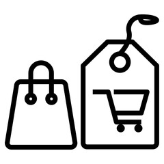 Sticker - Shopping bag vector in line design 