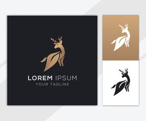 Sticker - Deer leaf logo template for company