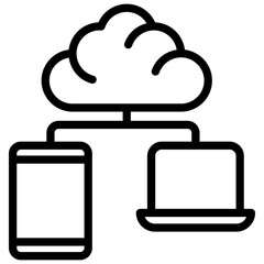 Canvas Print - Line cloud data share icon design 