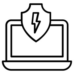 Poster - Laptop security icon in line design.