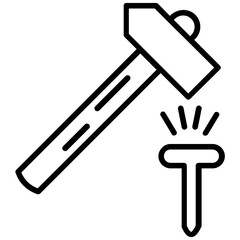 Poster - Carpenter work icon in line design 