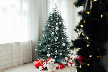 Wall Mural - Christmas tree holiday decor presents new year's background