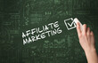 © ra2 studio - Hand drawing AFFILIATE MARKETING inscription with white chalk on blackboard, new business concept
