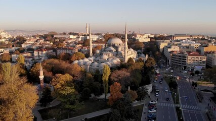 Wall Mural - Sehzade mosque in Istanbul. View from a height at sunset in autumn.
The shooting date is November 28, 2020. Istanbul, Turkey.