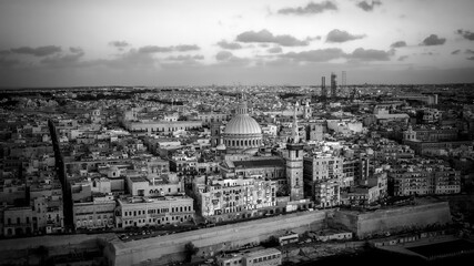 Wall Mural - Aerial view over the city of Valletta - the capital city of Malta - aerial photography