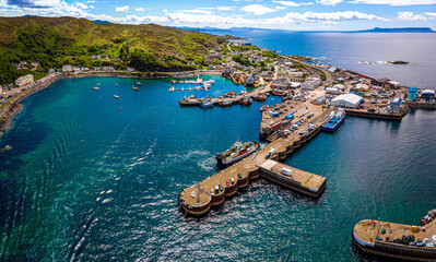 Aerial view of Mallaig, a port in Lochaber, on the west coast of the Highlands of Scotland