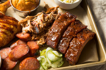 Canvas Print - Homemade Barbecue Platter with Ribs