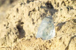 Large clear pure transparent great royal crystal of quartz chalcedony diamond brilliant on nature blurred bokeh background close up