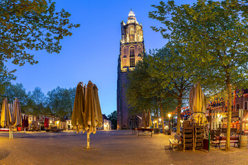 Wall Mural - Amersfoort city historic architecture on old street and bridge at night