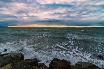 Wall Mural - Early Winter sunset over Admiralty Inlet, Washington State