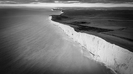 Wall Mural - Flight over the white cliffs of the English South coast - travel photography