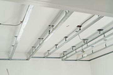 Suspended ceiling profiles for drywall construction in room renovation