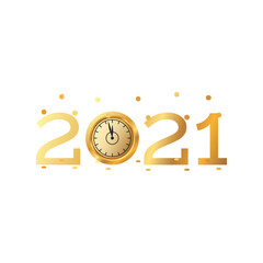 Sticker - happy new year golden number with clock celebration