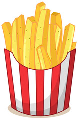 Wall Mural - French fries in red white stripes package isolated on white background