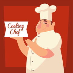 Wall Mural - cooking chef lettering man worker restaurant