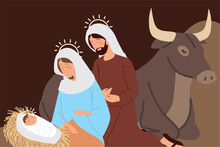 Nativity Joseph Mary Baby Jesus And Ox Manger