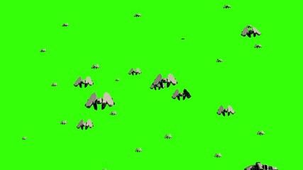 Wall Mural - many spaceships flying in osmosis space. 3d animation with green background for keynig