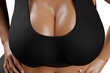 © PixlMakr - Young slim woman with big breasts in black sportswear