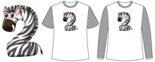 Set Of Two Types Of Shirt With Zebra In Number Two Shape Screen On T-shirts