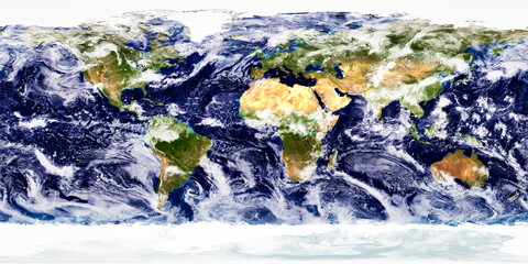 Fototapete - Detailed flat map of continents and oceans, panorama of planet surface. Real colur of continents. Elements of this image furnished by NASA.