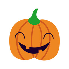 Sticker - halloween pumpkin face flat style icon