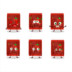 Wall Mural - Ketchup sachet cartoon character with nope expression