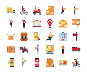 Wall Mural - delivery icons service online transport order distribution